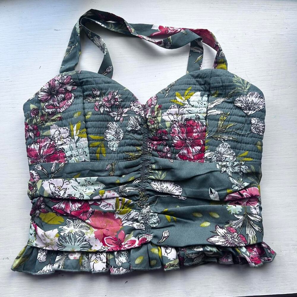B.O.G collective small women's‎ floral print ruffle tank top NWOT